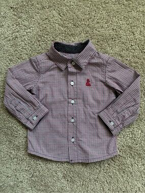 Molly & Frankie Made in Canada Red and Navy Plaid Button-Down Shirt 100% Cotton
